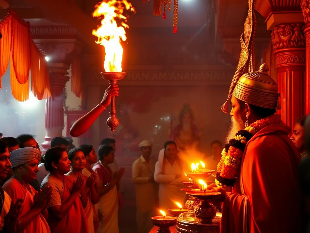 Evening aarti at the Mandir