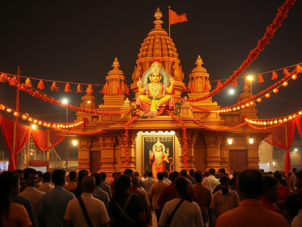 Mandir decorated for utsav